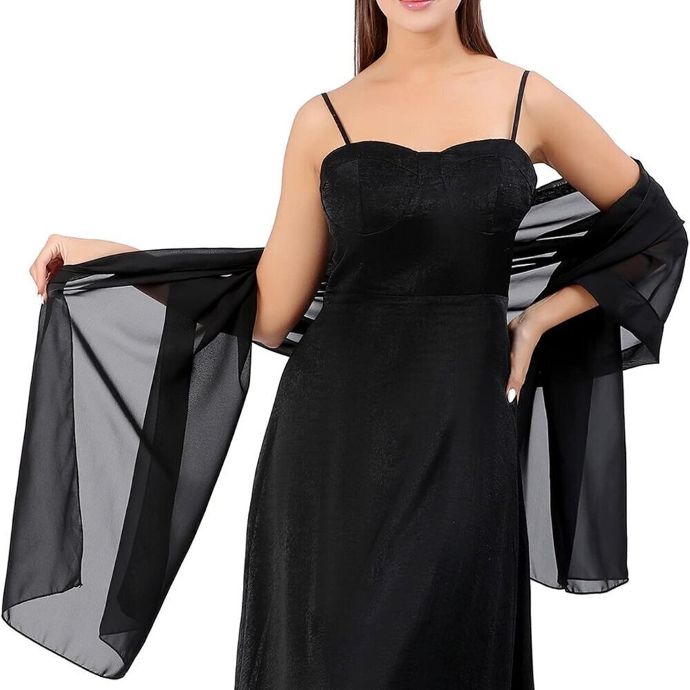 Chiffon Shawl Wraps for Women Elegant Sheer Evening Dress Wrap 79x28 - Picture 3 of 7